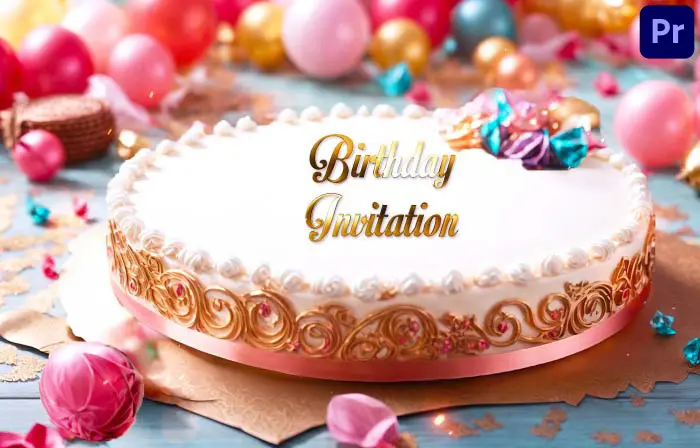 Glittery 3D Birthday Party Invitation Slideshow